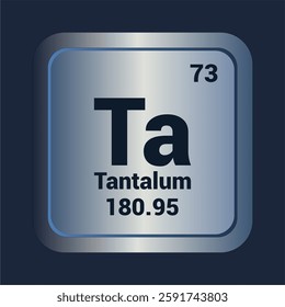 Tantalum Ta icon. Number Seventy Three. Mass 180.95 detail. Vector Background.