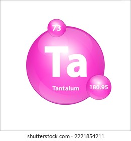 Tantalum (Ta) icon structure chemical element round shape circle Pink. 3D Illustration vector. Chemical element of periodic table Sign with atomic number. Study in science for education. 