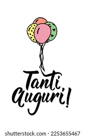 Tanti Auguri. Dejando. Traducción del italiano a los mejores deseos. Caligrafía moderna del pincel vectorial. Ilustración de tinta