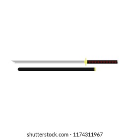 Tanto Sword Flat Design Vector Illustration Isolated on a White Background.