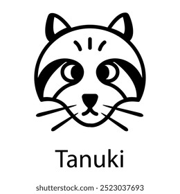 Tanuki icon in doodle style 