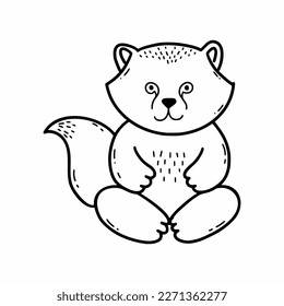 Tanuki. Perro de mapache japonés. Ilustración del doodle vectorial. El animal es símbolo de Japón. Esbozo.