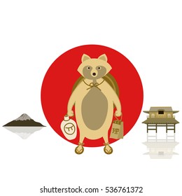 Tanuki logo. Animal of japan.