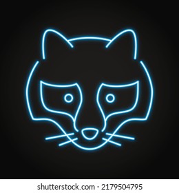 Tanuki racoon dog neon icon in line style. Japanese symbol. Vector illustration.