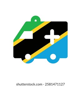 Tanzania ambulance national flag icon