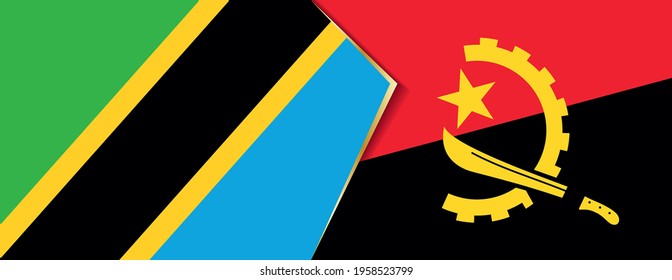 Tanzania and Angola flags, two vector flags symbol of relationship or confrontation.