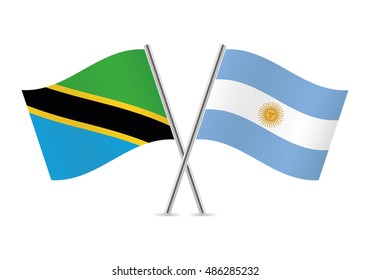 Tanzania and Argentina flags. Vector illustration.