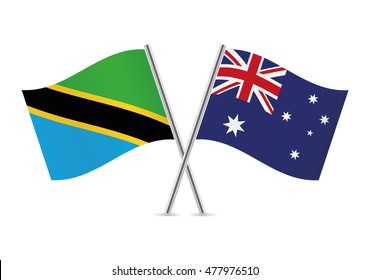 Tanzania and Australian  flags. Vector illustration.