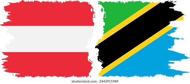 Tanzania and Austria grunge flags connection, vector