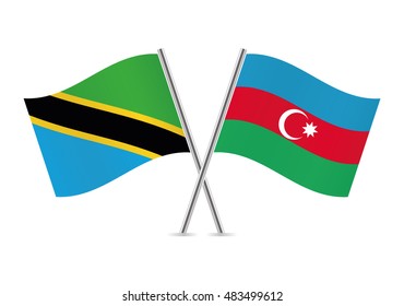 Tanzania and Azerbaijan flags. Vector illustration.
