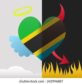 Tanzania background of a heart half demon half angel