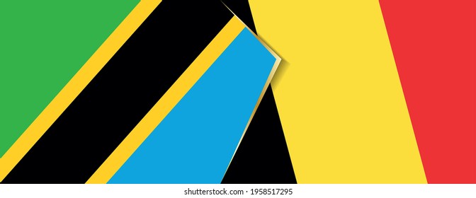 Tanzania and Belgium flags, two vector flags symbol of relationship or confrontation.