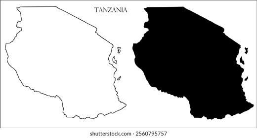 Tanzania Blank Map, Tanzania Map Outline Vector Images