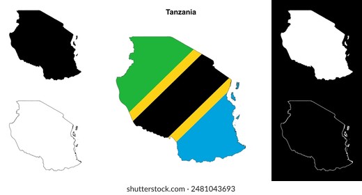 Tanzania blank outline map set