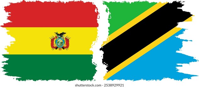 Tanzania and Bolivia grunge flags connection, vector