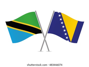 Tanzania and Bosnia and Herzegovina flags. Vector illustration.