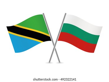 Tanzania and Bulgarian flags. Vector illustration.
