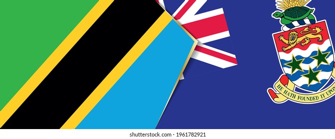 Banderas de Tanzania y las Islas Caimán, dos banderas vectoriales símbolo de relación o enfrentamiento.