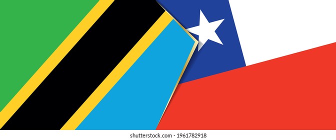 Tanzania and Chile flags, two vector flags symbol of relationship or confrontation.
