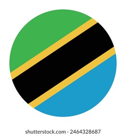 Tanzania circle flag. Tanzania flag. Flag icon. Standard color. Round flag. Computer illustration. Digital illustration. Vector illustration.