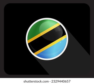 Icono de la bandera del Orgullo Glossy Círculo de Tanzania
