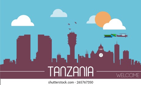 Tanzania city skyline silhouette flat design vector illustration