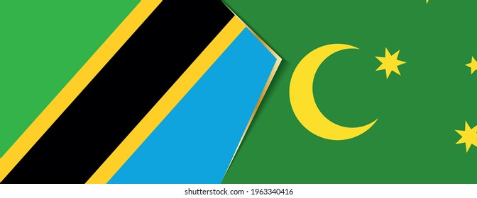 Tansania und Cocos Islands Flaggen, zwei Vektorfahnen Symbol für Beziehung oder Konfrontation.