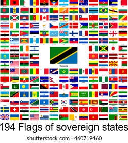 Tanzania, collection of vector images of flags of the world