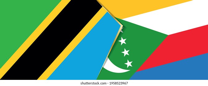 Tanzania and Comoros flags, two vector flags symbol of relationship or confrontation.