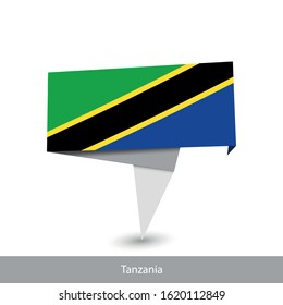 Tanzania Country flag. Paper origami banner. Flat flag vector illustration.