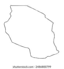 Tanzania country simplified map.Thin triple pencil sketch outline isolated on white background. Simple vector icon