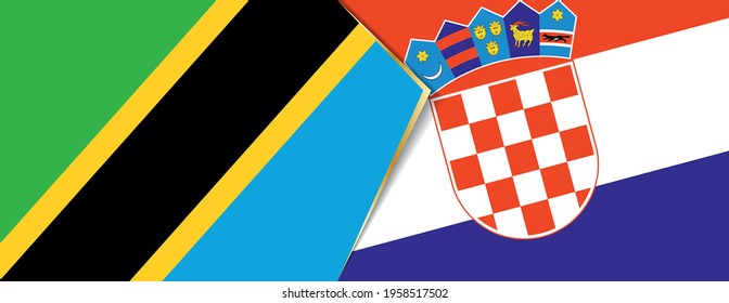 Banderas de Tanzania y Croacia, dos banderas vectoriales símbolo de relación o enfrentamiento.