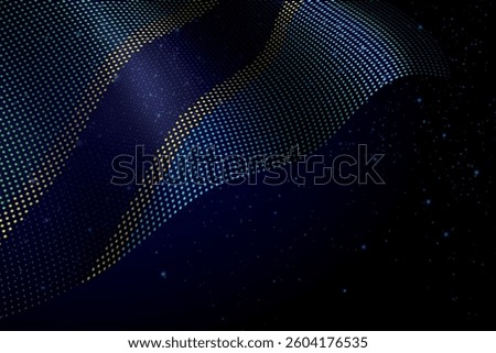Tanzania digital flag made of dots, waving over a starry dark background