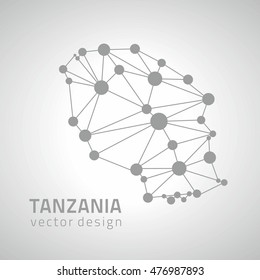 Tanzania dot vector grey and silver outline map