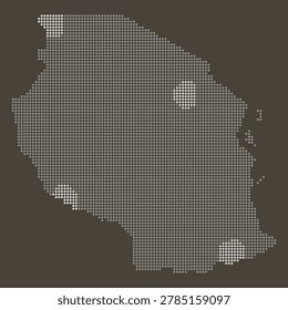 Tanzania dotted map brown vintage dark background retro style