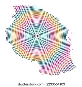 Mapa de puntos de Tanzania. Forma de estilo digital de Tanzania. Icono tecnológico del país con puntos degradados. Ilustración vectorial moderna.