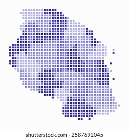 Tanzania dotted map. Digital style map of the country on white background. Tanzania shape with square dots. Colored dots style. Large size squares. Plain vector illustration.