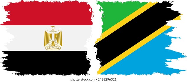 Tanzania and Egypt grunge flags connection, vector