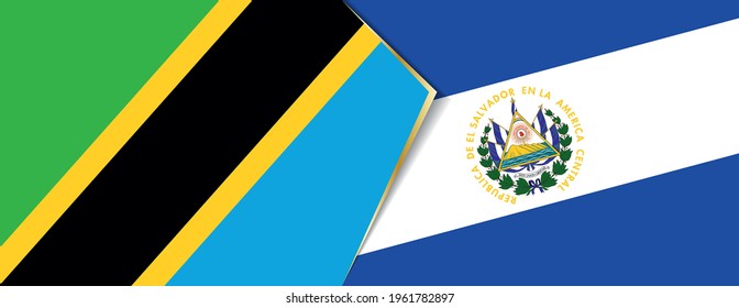 Tanzania and El Salvador flags, two vector flags symbol of relationship or confrontation.