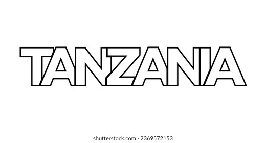 Tanzania emblem for print and web. Design features geometric style, vector illustration with bold typography in modern font. Graphic slogan lettering isolated on white background.
