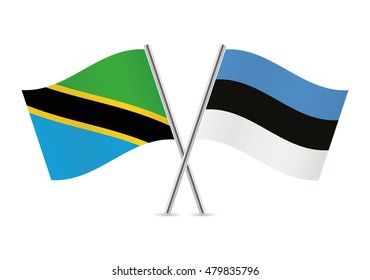 Tanzania and Estonia flags. Vector illustration.