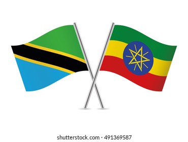 Tanzania and Ethiopian flags. Vector illustration.