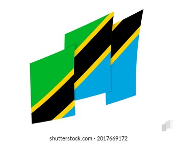 Tanzania flag in an abstract ripped design. Modern design of the Tanzania flag. Vector icon.