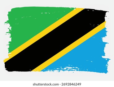 Tansania Flagge Pinsel Farbe Textur Vektorsymbol