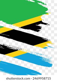 Tanzania flag brush paint textured isolated  on png or transparent background. vector illustration