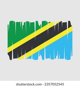 Tanzania flag with brush stroke vector Illustration