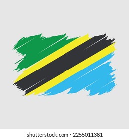 Tansania Flag Pinselspitze Vektorgrafik
