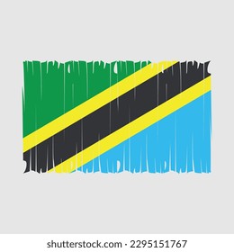 Tansania Flag Pinselspitze Vektorgrafik