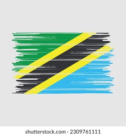 Tanzania Flag Brush Vector Illustration