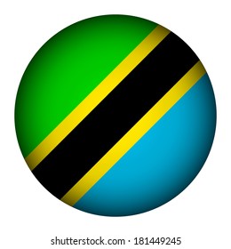 Tanzania flag button on a white background. Vector illustration.